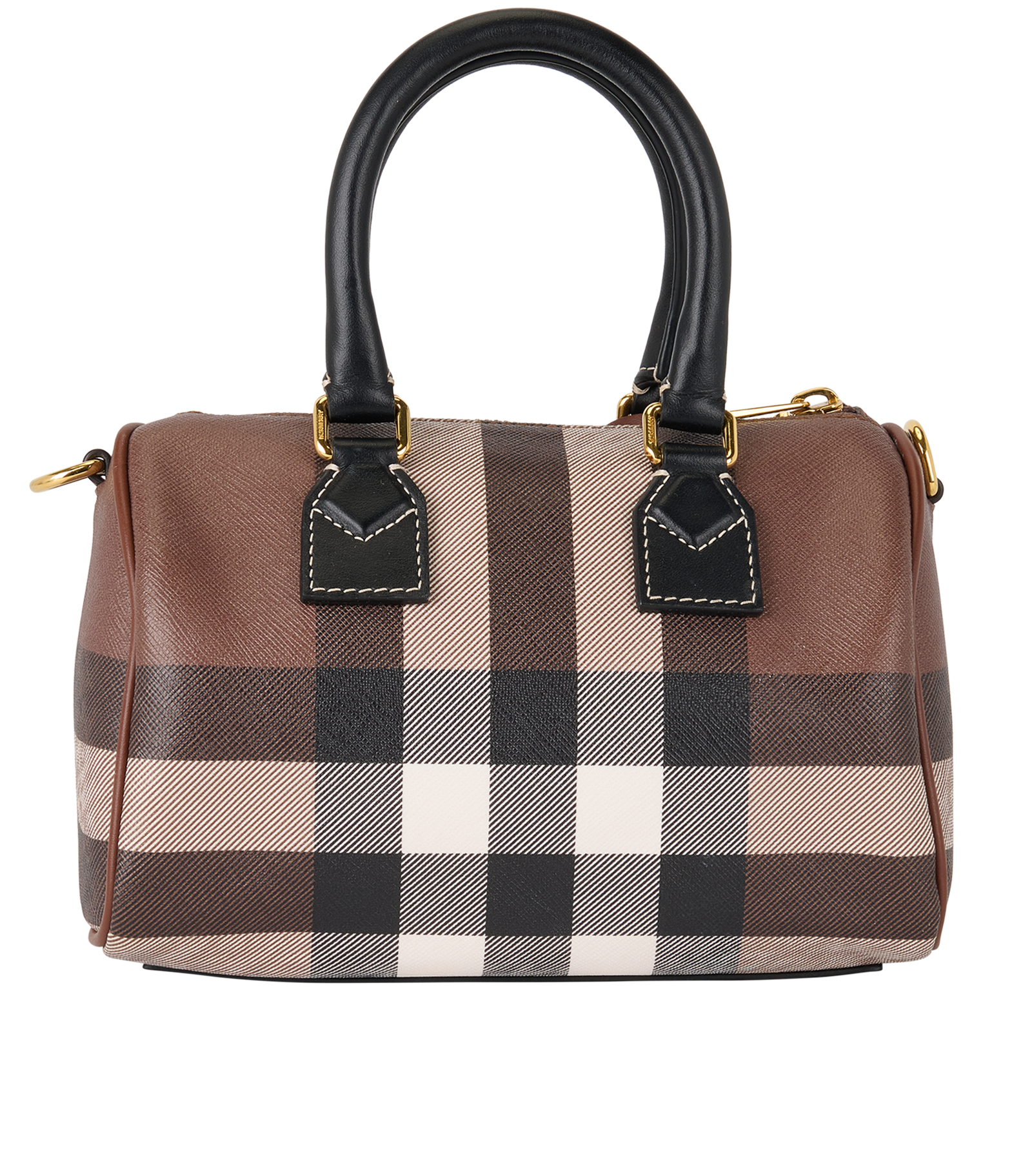 関税送料無料【Burberry】Check Mini Bowling Bag Mini Check Bowling Bag in Dark birch brown - Women